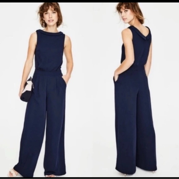 Boden Clarissa Jumpsuit 16-18R Navy Blue Wide Leg...
